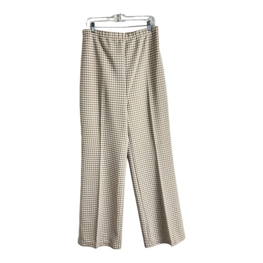 Vintage 1970s Bogart Of Texas Beige Houndstooth Wide Leg Pants Size 20 Tall